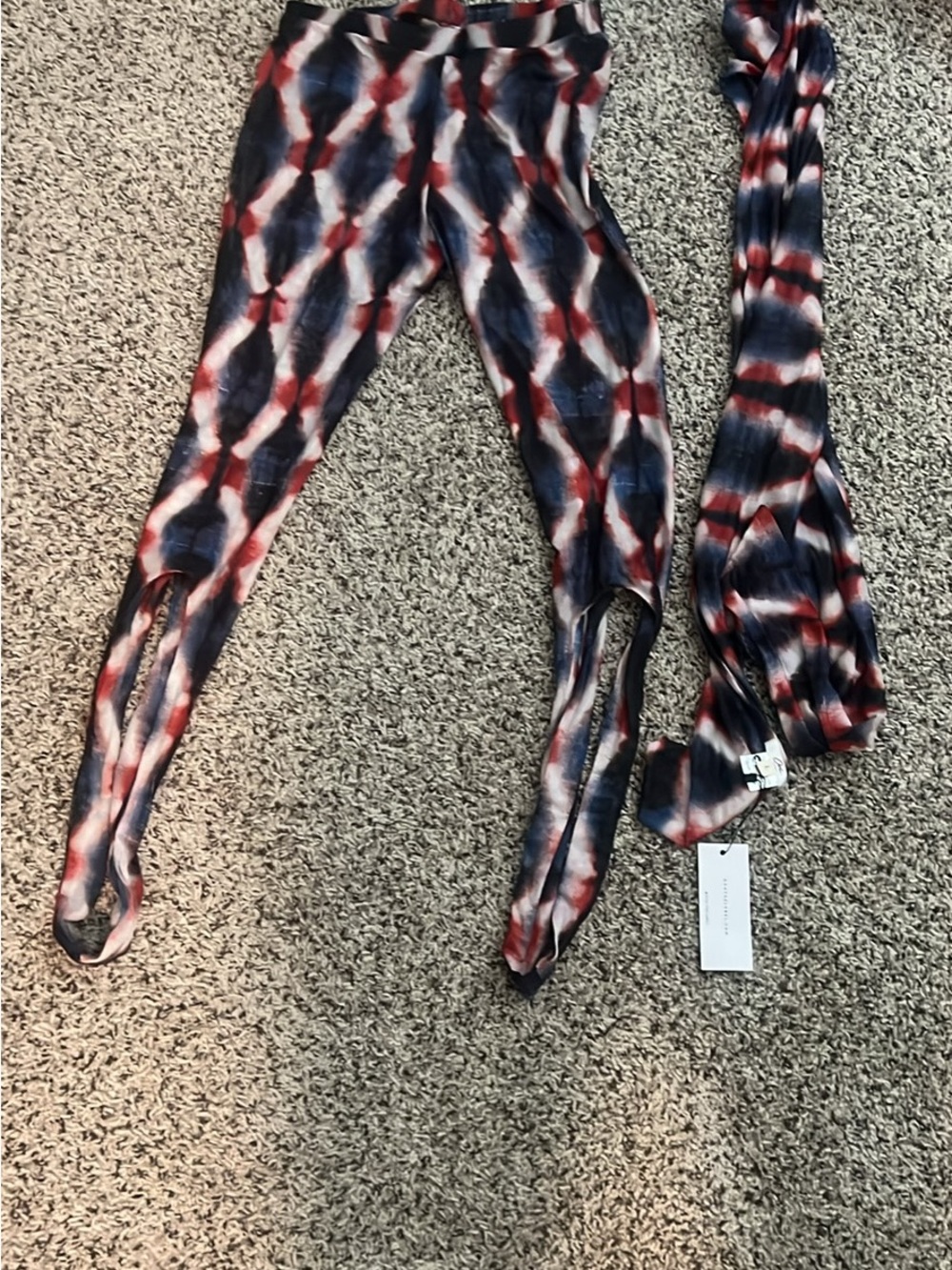 Tie-Dye Leggings Set in Navy, Red & White